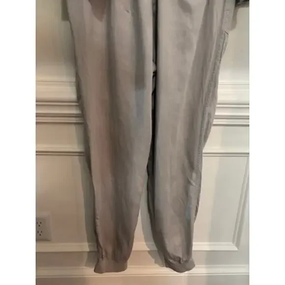 Faherty Arlie Day Jumpsuit in Stone Womens XL Romper Tie Waist Joffer Leg Collar